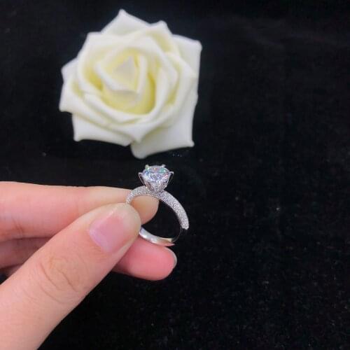 Test Positive 1.5Ct 7.5mm D Color VVS1 Moissanite Engagement Ring AU585 14K White Gold Ring Anniversary Diamond Jewelry
