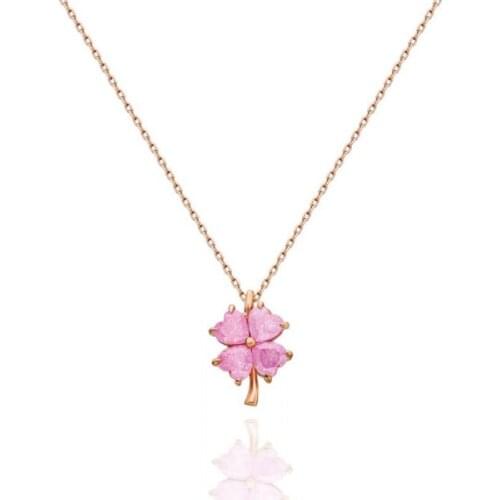Zircone 925 Sterling Silver Clover Setting Girl Necklace With Gold Plate Options High Quality Jewelry Gift Men Women