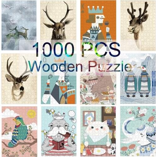 50X70CM Jigsaw Puzzles 1000 Pieces Cartoon Picture Puzzles Wooden Toys For Children Adult Decompression Games Birthday Gift