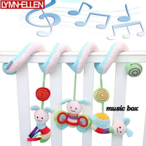 Bee insect music box fun pull rattle ultra soft safe mirror animal bed surround educational ring paper cognition soft baby toy