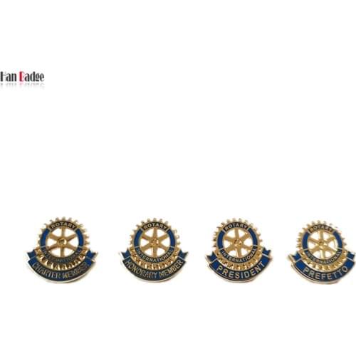 Customized Rotary International Lapel Pins Custom Inner Wheel Badges Brass Hard Enamel Emblems