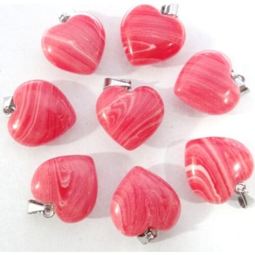 Natural stone Quartz Crystal opal tiger eyeTurquoises Heart-shaped pendant for diy jewelry making necklace Accessories30pcs A10