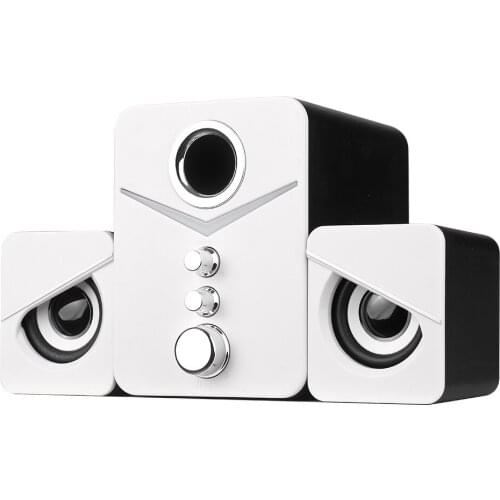 USB Wired BT 5.0 Dual Mode Desktop Speaker Computer Speaker with 3 Horns Atmosphere Light Independent Treble Bass Adjustment