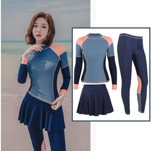 Womens 3pcs set Rashguard Surfing Sport Swimsuit Swimwear Long Sleeve Swim Shirt Leggings Yoga Running Jogging Sportswear