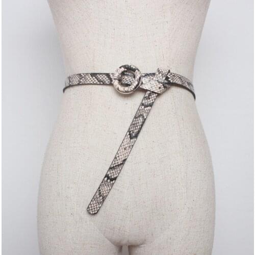 Wide Black White Snake Narrow PU Leather Women Belt Gold Square Alloy Pin Buckle Female Waistband Jeans Belts BZ22