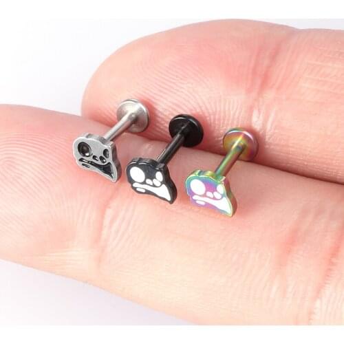1PC Punk Eagle Skull Piercing Labret Lip Rings Stud Monroe Studs Tragus Helix Bar 16G Stainless Steel Cartilage Piercing Earring