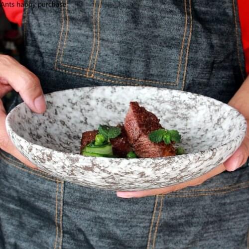 Modern Snow Pattern Ceramic Plate Household Tableware Round Cooking Dish Pasta Steak Plate Soup Bowl Kitchen Utensils Porcelain