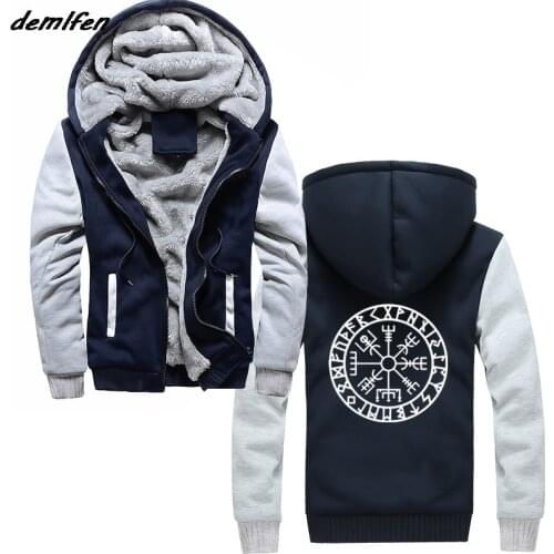 Viking Compass Vegvisir Futhark Runes Navigator Hoodies Unisex Casual Apparel Tops Jacket Fashion Zipper Hipster Sweatshirt Men