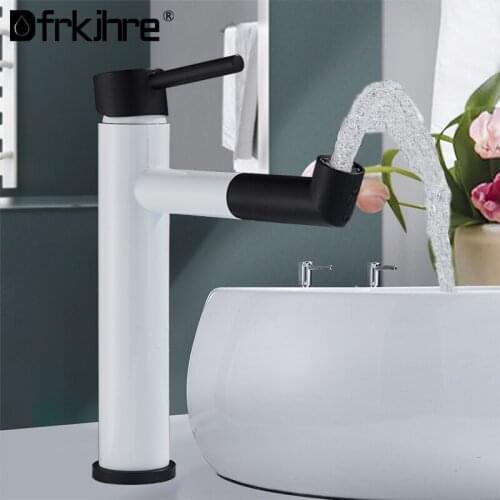 Bathroom Tall Basin Sink Faucet Matte Black Chrome Slim Washbasin Water Mixer Tap Hot Cold Water Basin Crane Tap Bathroom Tap