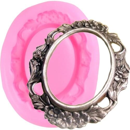 Mirror Frame Silicone Molds Flower Border Fondant Mould Cake Decorating Tools Chocolate Gumpaste Moulds DIY Baking Mold