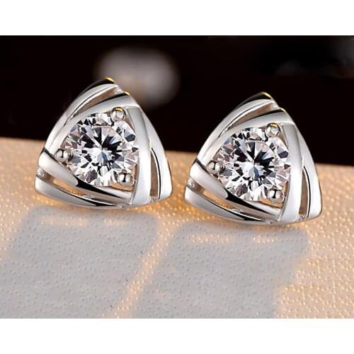 Silver color Jewelry Double Triangle Imitation Purple crystal earrings For Women boucle d'oreille brincos pendientes 117