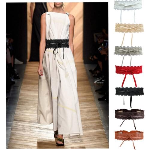 Womens Lace Waist Belt Soft Faux Leather Boho Band Corset Fashion Accessories for Dresses