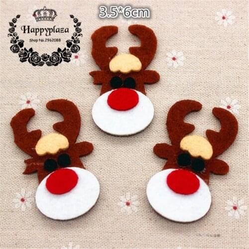 10pcs Lovely Non-woven Fabric Christmas Reindeer Applique Patches DIY Craft Decoration,3.5*6cm