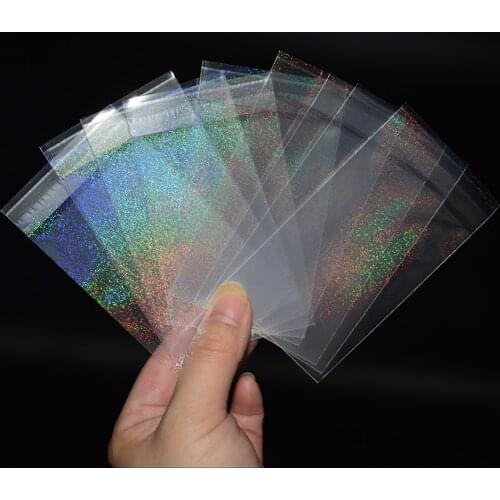 100pcs/lot 57x87mm Quicksand Flash Small Cards Transparent Laser Clear Sleeves Idol Photo Protector Trading Cards Shield Cover