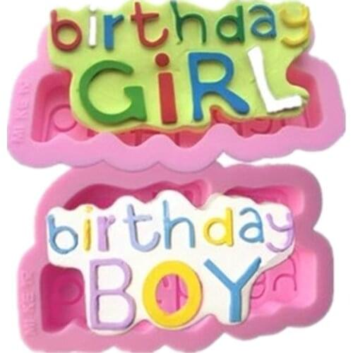 2PCS Fondant silicone mold happy birthday birthdayDIY chocolate mold fondant cake decoration mold