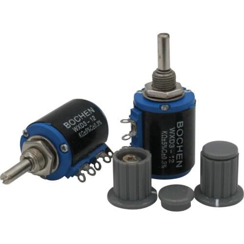 2PCS WXD3-12 2W 220 ohm WXD3-12-2W 5 ring multi-circle precision wire-wound potentiometer + 2PCS knob