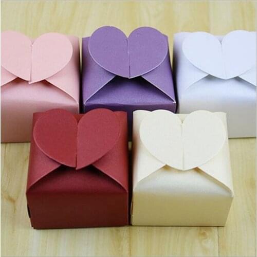 2000pcs Wedding Favor Gift Boxes Love Heart Shape Wedding Candy Box party cake boxes white/purple/pink/red