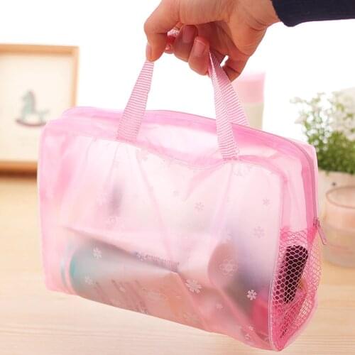 5 Colors Make Up Organizer Bag Toiletry Bathing Storage Bag Women Waterproof Transparent Floral PVC Travel Cosmetic Bag