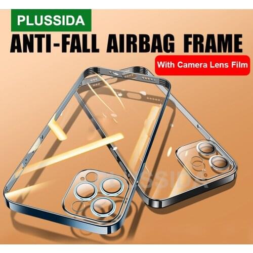 Plating Case For iPhone 12 Pro Max 12 Pro 12 Mini Case Full Lens Cover Shockproof Soft TPU Back Cover For iPhone 11 Pro Max x xs