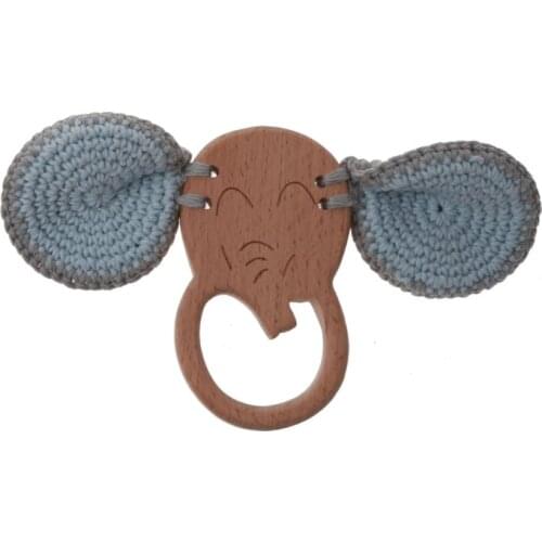 Baby Teether Beech Wooden Rattle Teething Toy Play Gym BPA Free Montessori Toy GXMB