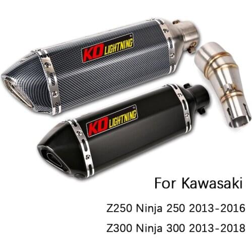 For Kawasaki Z250 Ninja 250 2013-2016 Motorcycle Exhaust Pipe Mid Pipe Slip On 51mm Muffler Escape Z300 Ninja 300 2013-2018