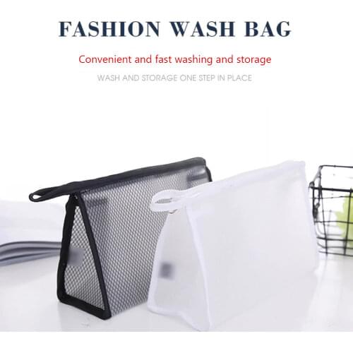 Delicate Travel Transparent Cosmetic Storage Bags Classic Texture Creative Chic Waterproof Makeup Zipper Clutch Pouch New