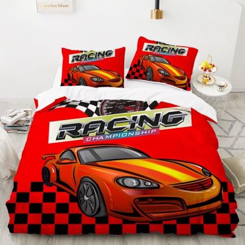 Comforter bedding sets Duvet cover 140x200 bed linen 2 sp Cartoon Kids Bedding for Baby children Boy red Racing car Bed Set drop