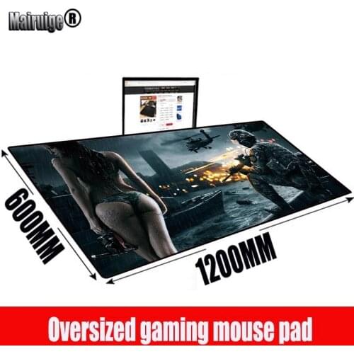 MRGBEST Sexy Girl Battlefield Extra Large Non-slip Rubber Computer Gaming Mouse Pad with Locking Edge 100cm 120cm 140cm Mat