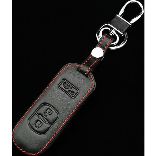 Leather Car Key Case Smart Keyless Remote Fob Protect Cover Keychain Key Bag For Mazda 3 CX9 CX3 CX5 CX7 Speed Auto Accessories