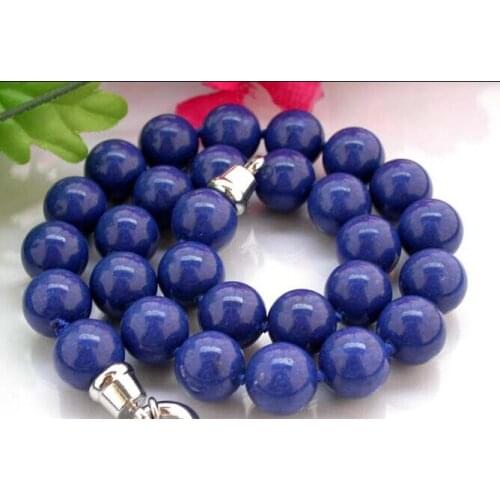 NICE 18" 14mm blue round lapis lazuli necklace