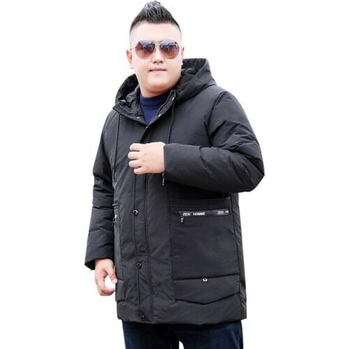 New Large size Cotton Mens Long Extra Large size Hooded Park Fashion Warm jacket Suitable for 165kg Mens jacket More Size 10XL