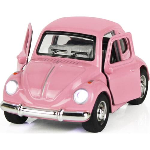 Kids Diecast Metal Simulation Model Car Toy Mini Pull Back Pink Beetle Car Birthday Gift for 3 4 5 6 Years Old Boy Girl Toddler