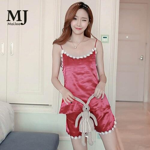 MJ079A Korean Sexy Lingerie Silk Pijamas Women Pizama Damska Pyjama Femme Sexy Pajamas Pijama Mujer Pigiama Donna Sleepware