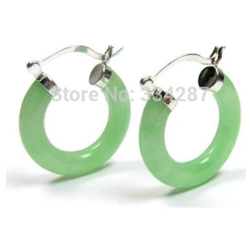 Mujer wedding Gift word Love Natural Green gem 925 Click Earrings 25mm for women jewelry