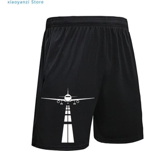Pilot Airplane Men Summer Sweatpants Eat Sleep Fly Repeat Vintage Male Sports Shorts Set Boys Black Running Fitness Pants OU-502