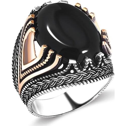 925 setting Oval Onyx Stone Men 'S Ring