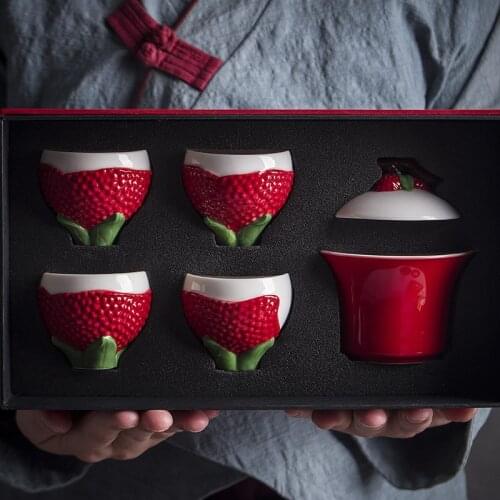 Ceramic Tea Utensil Set Kung Fu Simple Teapot Tea Cup Tea Reception Home Lychee Tea Set Set 4+1 Set Custom Logo