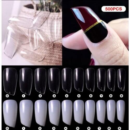 New 500 Pcs/Bag False Nail Tips Card Display Polish Color Full Cover Fake Nails UV Gel Manicure Pedicure Accessory Nail Art Tool