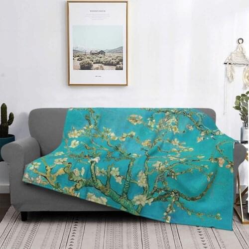Van Gogh Almond Blossom 1890 Throw Blanket Plaid Weed Large Blanket Plaid Cover Plaid With Print Tortilla Blanket