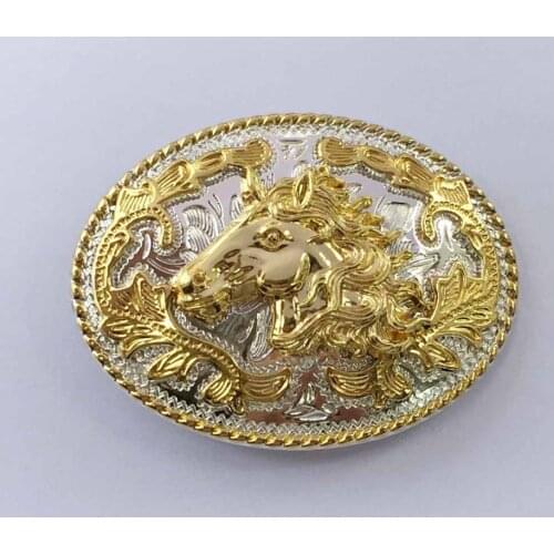 Oval Lace gold Horse Western belt buckle SW-BY644 suitable for 4cm wideth snap on belt with continous stock