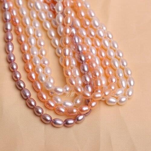 Wholesale 6-7mm Freshwater Natural Rice Shape Real Pearl Necklace Strand String, 10pcs/lot