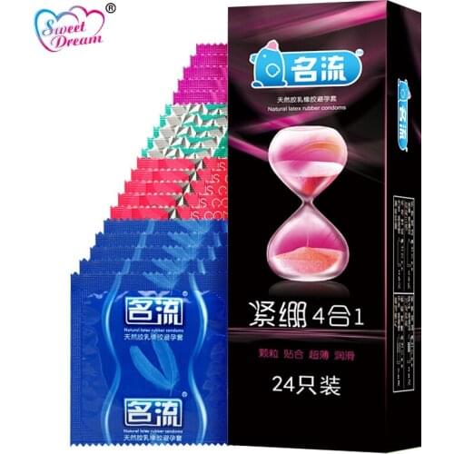Personage Four in Love 4 In 1 Sex Condoms 24 Pcs/Lot Latex Condoms for Men Lubricated Contraception Sex Toy Sex Products LF-020