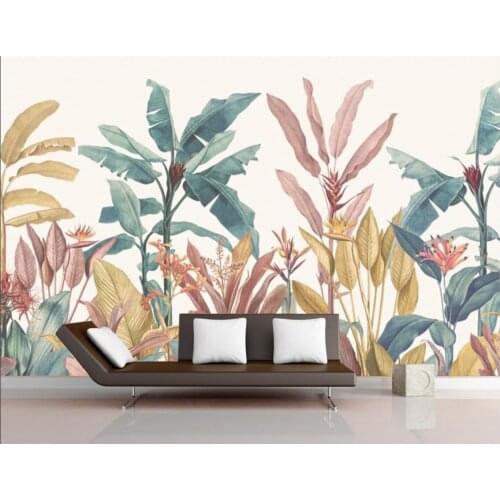 Custom mural wallpaper banana leaf tropical rainforest plant background mural home decoration living room bedroom 3d wallpaper