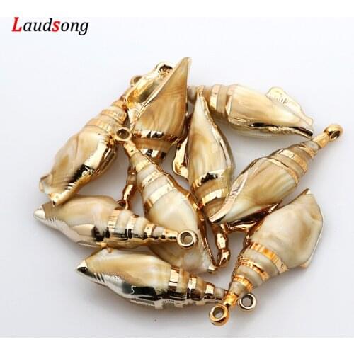 5Pcs Gold Plated Acrylic Conch Charms Shell Pendants For Jewelry Making Handmade Bracelet Necklace Earring Charm DIY Accessorie