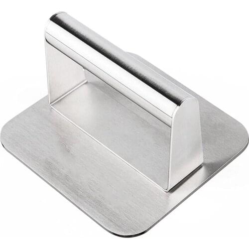 Stainless Steel Burger Press, 5.5 Inch Square Burger Smasher, Professional Griddle Accessories Kit, Grill Press Perfect