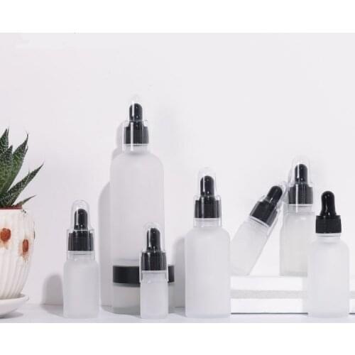 5ml-100ml Transparent Frosted Dropper Amber Glass Aromatherapy Liquid for Essential Massage Oil Pipette Refillable Bottles