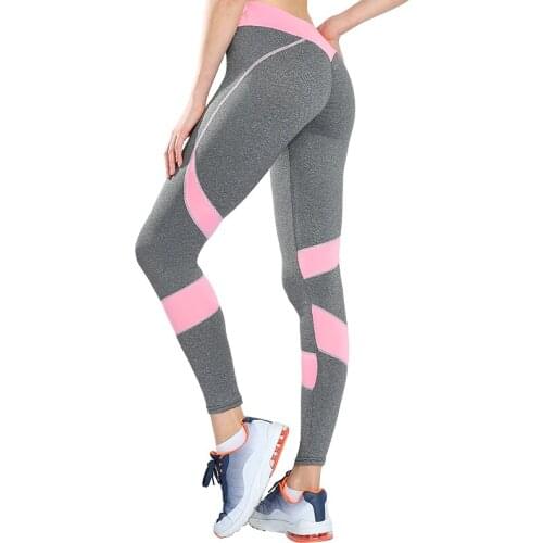 SALSPOR New Women Sport Yoga Pants High Waist Push Up Patchwork Workout Slim Fit Legging Sportwear Polyester Trousers Women