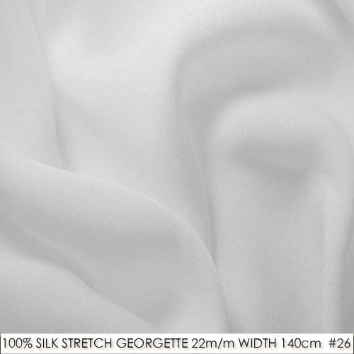 SILK STRETCH DOUBLE GEORGETTE 22mm Width55"-140cm Women Wedding Dress Fabrics Natural White 26