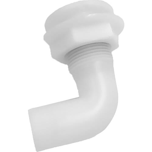 1" Hose White Plastic Thru Hull Fitting Connector 90 Degree for Boat