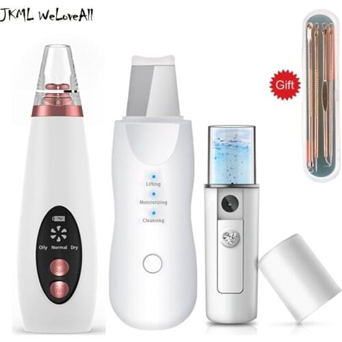 Ultrasonic Skin Scrubber Deep Face Clean+Blackhead Remover Electric Pore Cleaner+Nano spray Face Steamer Whitening Lifting Tool